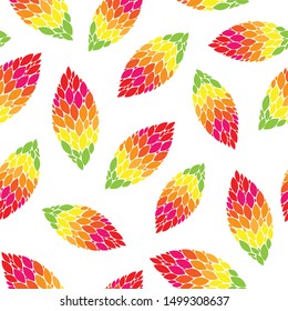 vector illustration. collage fall leaves on white background seamless repeat pattern. best for fall prints.