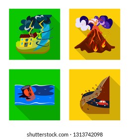 Vector illustration of collapse and environment  sign. Collection of collapse and distress stock symbol for web.
