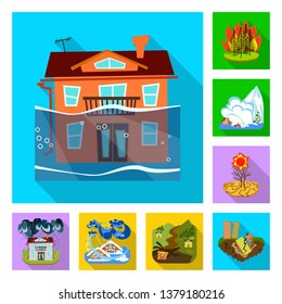 Vector illustration of collapse and environment  sign. Set of collapse and distress stock vector illustration.