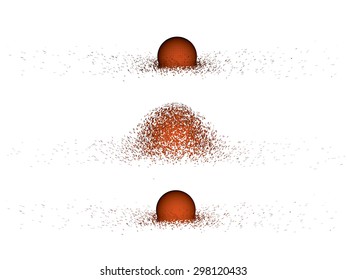 Vector illustration a collapsing sphere. Many flying debris. Isolated. Fall. EPS 8.