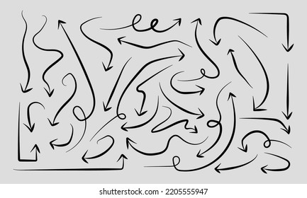 ilustración vectorial de una colección de flechas con varias formas