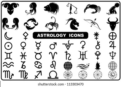 vector illustration of collection of astrology icon