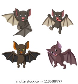 vector illustration of the collection of the bat in the different posing and expression