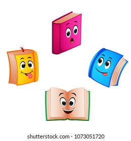 vector illustration of collection book with different expression
