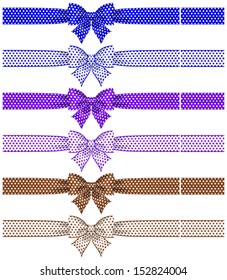 Vector illustration - collection of bows polka dot with ribbons. Created with gradient mesh and blending modes.