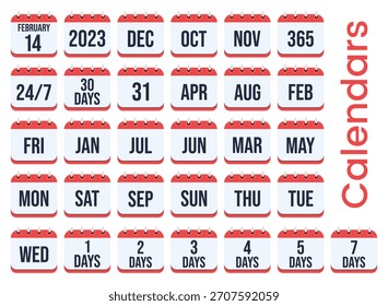 Vector illustration of collection of calendar icon set with day month year and time concept