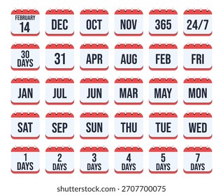 Ilustración vectorial de la colección del conjunto de iconos de calendario con el concepto de día mes año