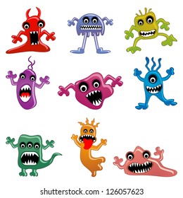 vector illustration of collection of cartoon alien and monster