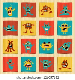 vector illustration of collection of cartoon alien and monster