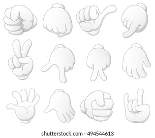 Vector illustration of  Collection of cartoon hands 