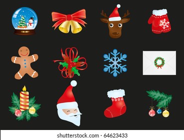 Vector illustration of collection of Christmas icons