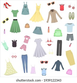 vector illustration collection of clothing and accessories