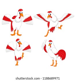 vector illustration of the collection of the cock with the different posing