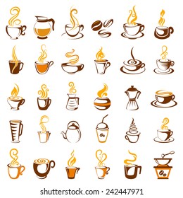 vector illustration of collection of coffee icon