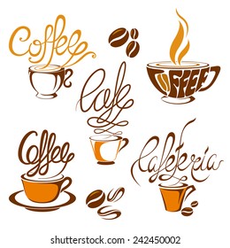 vector illustration of collection of coffee label and tag