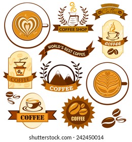 vector illustration of collection of coffee label and tag