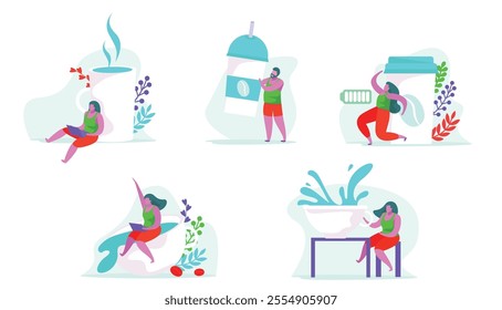 vector illustration collection coffee time fun design concept
