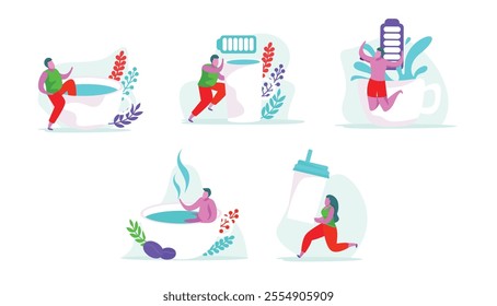 vector illustration collection coffee time fun design concept