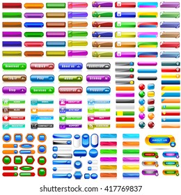 vector illustration of collection of colorful blank web buttons for website or app