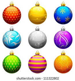 vector illustration of collection of colorful Christmas bauble