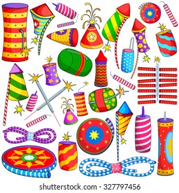 vector illustration of collection of colorful firecracker for Diwali