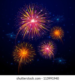 vector illustration of collection of colorful firework for celebration