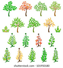 vector illustration of collection of colorful tree