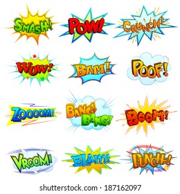 vector illustration of collection of comic book explosion