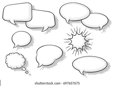 illustration vectorielle d'une collection de bulles vocales de style comique