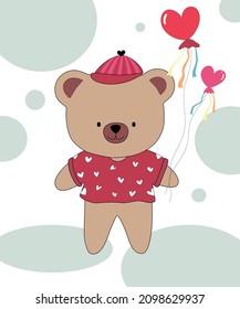 Vector illustration collection Of cute little bears designed with doodle style in valentine's theme. For cards, covers, backgrounds, t-shirt designs, mugs, pillow patterns, prints, gifts and more 