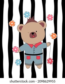 Vector illustration collection Of cute little bears designed with doodle style in valentine's theme. For cards, covers, backgrounds, t-shirt designs, mugs, pillow patterns, prints, gifts and more 