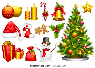 vector illustration of collection of design object for Christmas