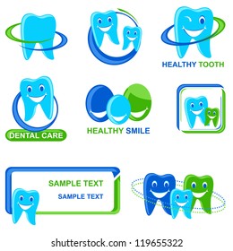 vector illustration of collection of different Dental Icon