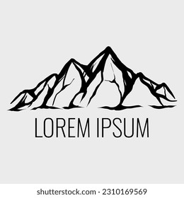 Vector illustration collection of different mountain icon in flat style. Rocks, mountains and hills isolated on white background