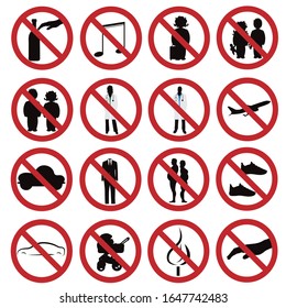 Vector Illustration Collection Different Prohibition Signs Stock Vector ...