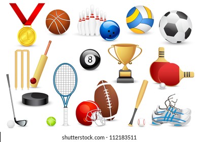 vector illustration of collection of different sports icon