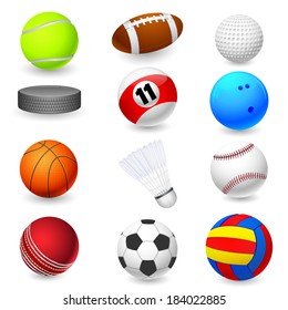 vector illustration of collection of different sports object