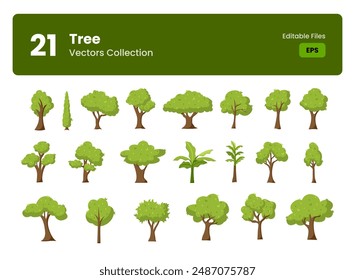 Vektorillustration Kollektion: Diverse Gartenbäume für Natur-Designs