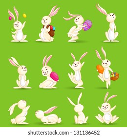 vector illustration of collection of Easter bunny with colorful egg