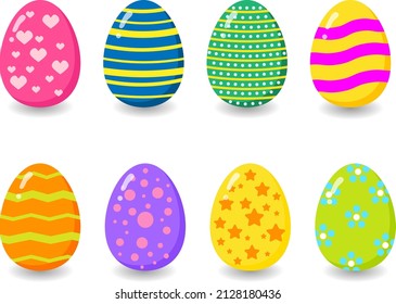 Vector illustration of a collection of Easter eggs on a white background