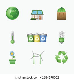 vector illustration of collection of ecological icons