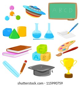 vector illustration of collection of education object