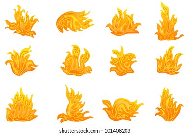 vector illustration of collection of fire symbol against isolated background