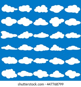 vector illustration of collection of flat blank cloud