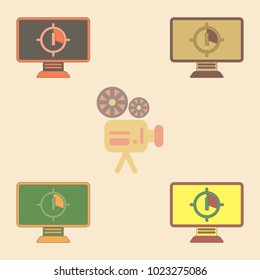 Vector illustration Collection in flat style Screen Countdown Number One
