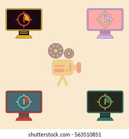 Vector illustration Collection in flat style Screen Countdown Number One