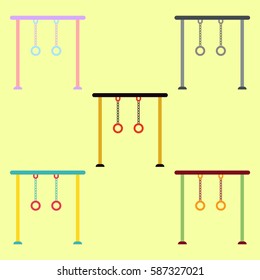 Vector illustration collection in flat style park playground equipment rings
