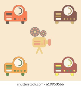 Vector illustration Collection in flat style retro home cinema