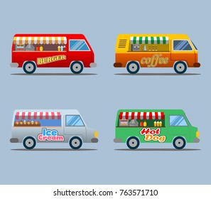 Vector illustration collection of food truck 