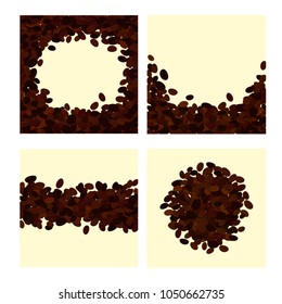 Vector illustration collection of four different coffee beans backgrounds with place for text.